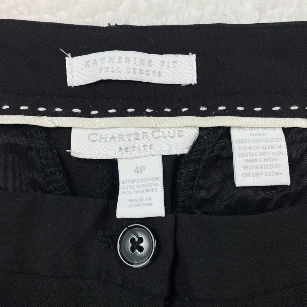 CHARTER CLUB • Black Katherine Fit Full Length Trouser Pants, 4P - Picture 9 of 10